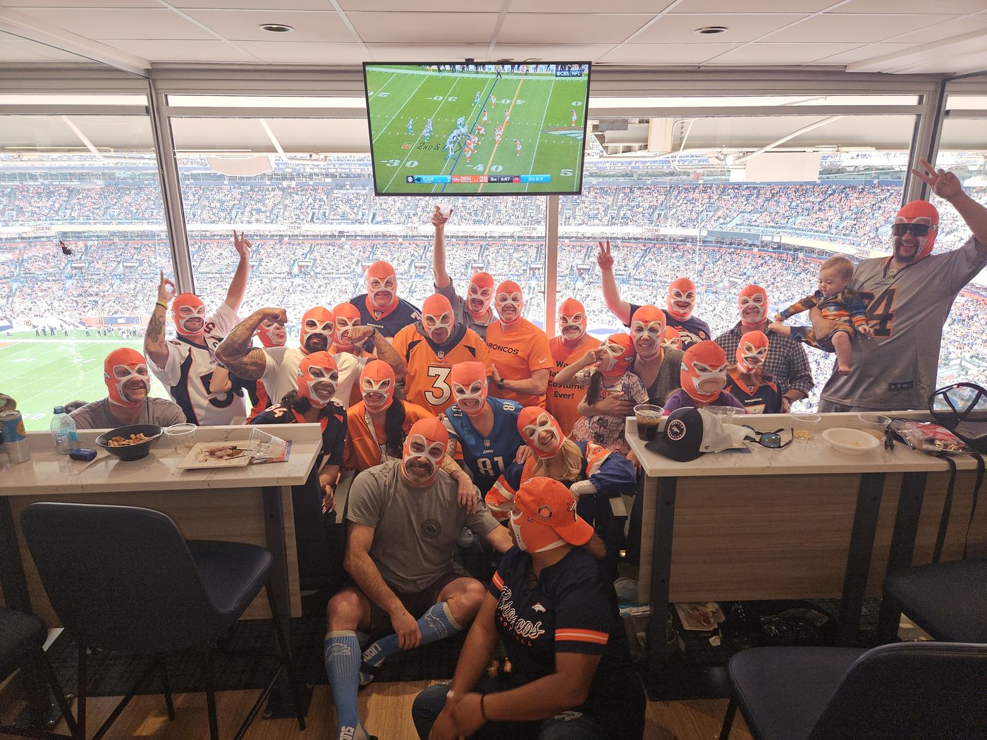 Group photo at the tailgate event